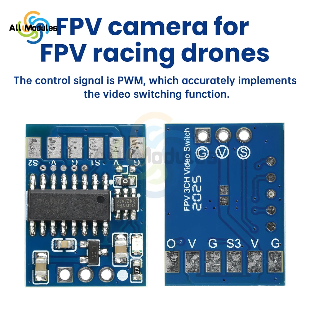 3 Channel Video Switcher Module 3-Way Video Switcher DC 5-12V For FPV Drone UAV Accessories
3 Channel Video Switcher Module 3-Way Video Switcher DC 5-12V For FPV Drone UAV Accessories