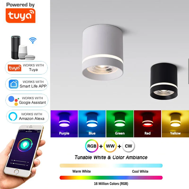 Tuya Smart Life COB Spot Lights ZigBee RGBCW Dimmable Color Changing Downlight , Work with Alexa/Google, Sync to Music
Tuya Smart Life COB Spot Lights ZigBee RGBCW Dimmable Color Changing Downlight , Work with Alexa/Google, Sync to Music