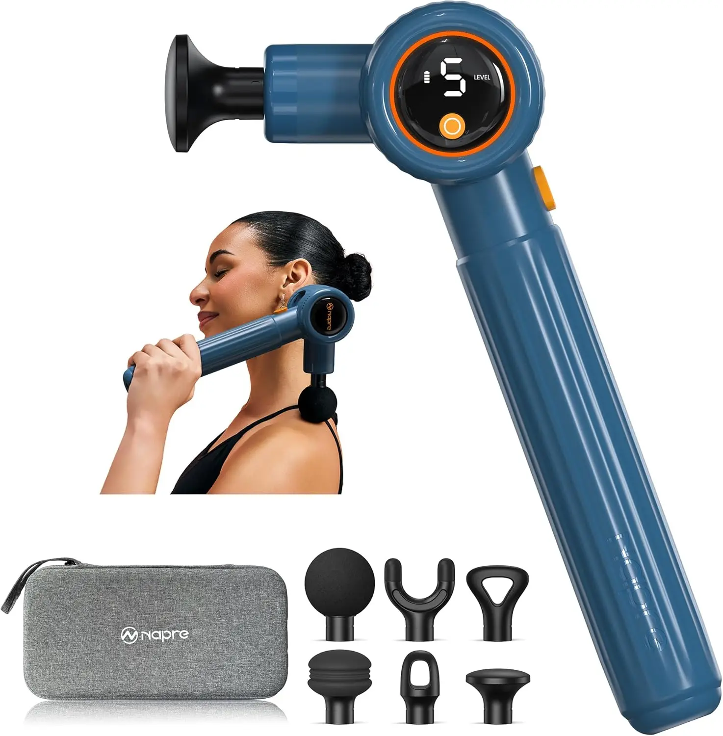 Deep Tissue Massage Gun with Extension Handle, 3 Adjustable Angles, Handheld Percussion Muscle Massager for Back Neck Shoulder Pain Relief, Portable with Case, Blue
Deep Tissue Massage Gun with Extension Handle, 3 Adjustable Angles, Handheld Percussion Muscle Massager for Back Neck Shoulder Pain Relief, Portable with Case, Blue
