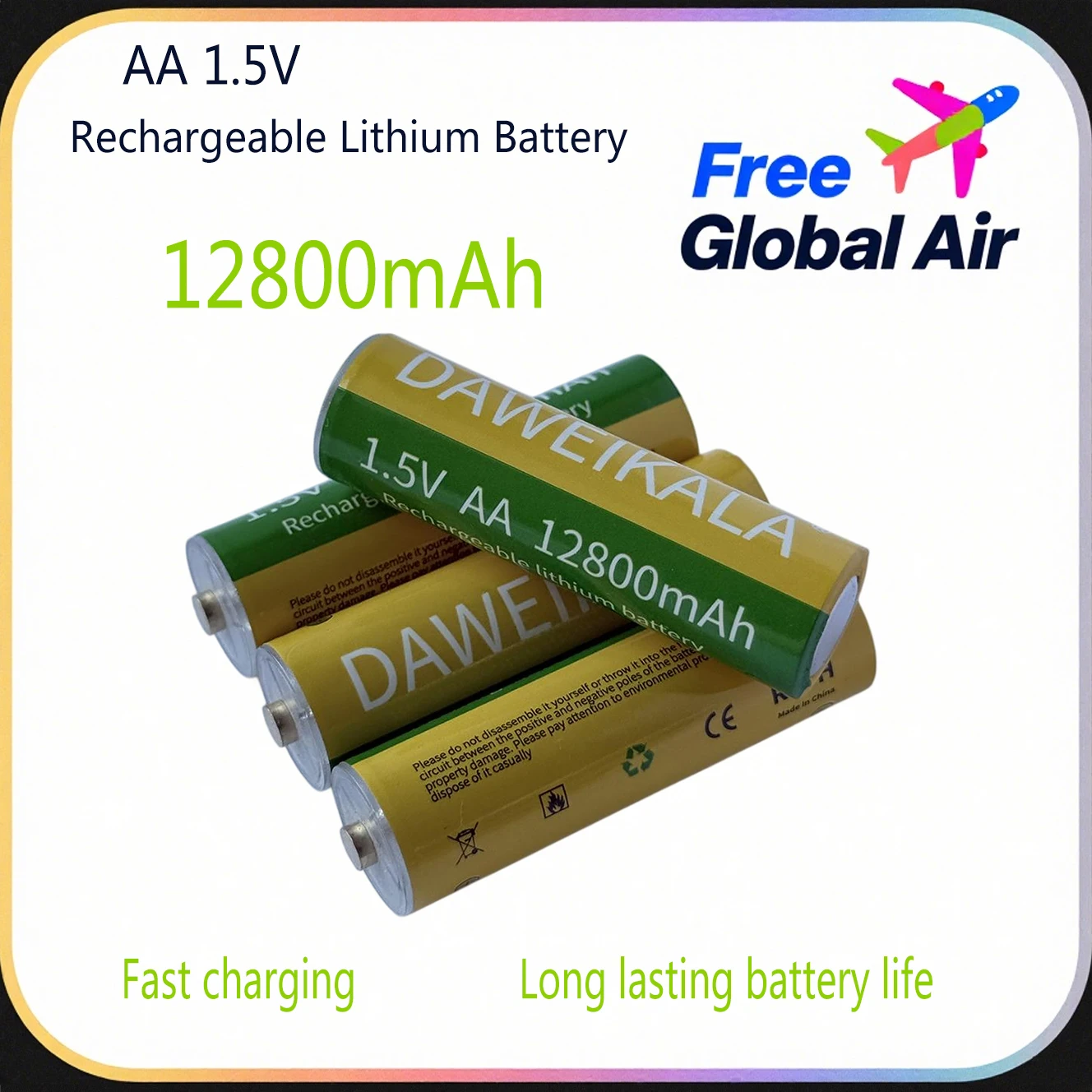 1.5V AA 12800mAh rechargeable Lithium Battery Manufacturers Direct Sales for Cameras Electric Toys exclusive charger
1.5V AA 12800mAh rechargeable Lithium Battery Manufacturers Direct Sales for Cameras Electric Toys exclusive charger