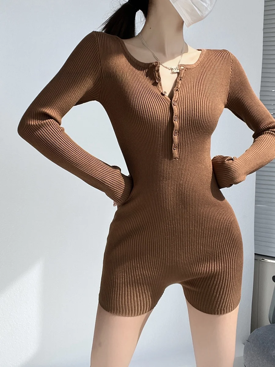 High Waist Knitted Dr with Button round Ne Waist in And ort Pants Casual Women's Suiting Bodysuit
High Waist Knitted Dr with Button round Ne Waist in And ort Pants Casual Women's Suiting Bodysuit