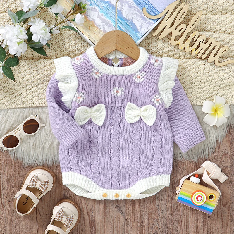 Autumn Baby Bodysuits Knitted Toddle Kid Clothes Fashion Floral Bow Tops Spring Overalls 0-18M Newborn Girl Jumpsuit Long Sleeve
Autumn Baby Bodysuits Knitted Toddle Kid Clothes Fashion Floral Bow Tops Spring Overalls 0-18M Newborn Girl Jumpsuit Long Sleeve