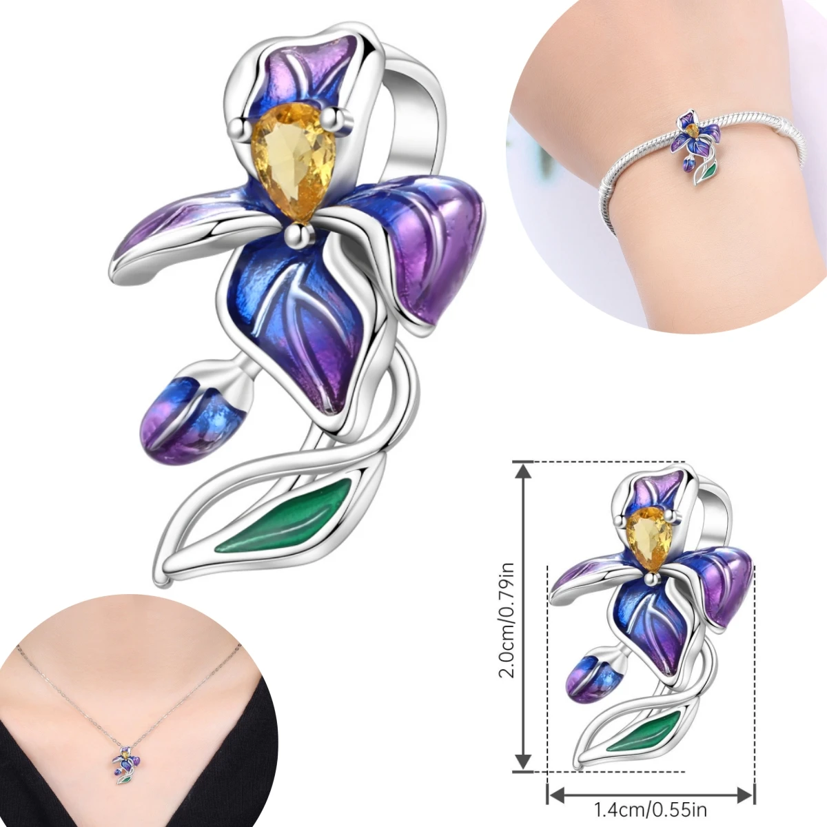 PANPOKI 925 Sterling Silver Blue Purple Iris Flower Beads Original Pendants Bracelet Charm Jewelry Party DIY Trendy Gifts
PANPOKI 925 Sterling Silver Blue Purple Iris Flower Beads Original Pendants Bracelet Charm Jewelry Party DIY Trendy Gifts