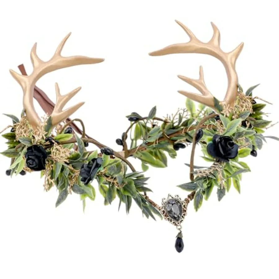 Woodland Fairy Antler Crown - Flower Elf Crown with Deer Horns for Women Renaissance Cosplay Renfaire Fantasy Outfit
Woodland Fairy Antler Crown - Flower Elf Crown with Deer Horns for Women Renaissance Cosplay Renfaire Fantasy Outfit