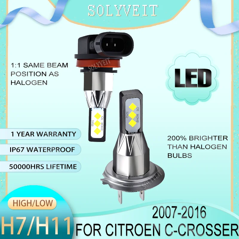 Long-Lasting 60000Hrs LED Headlight high low beam H7 H11 For Citroen C-Crosser 2007 2008 2009 2010 2011 2012 2013 2014 2015 2016
Long-Lasting 60000Hrs LED Headlight high low beam H7 H11 For Citroen C-Crosser 2007 2008 2009 2010 2011 2012 2013 2014 2015 2016
