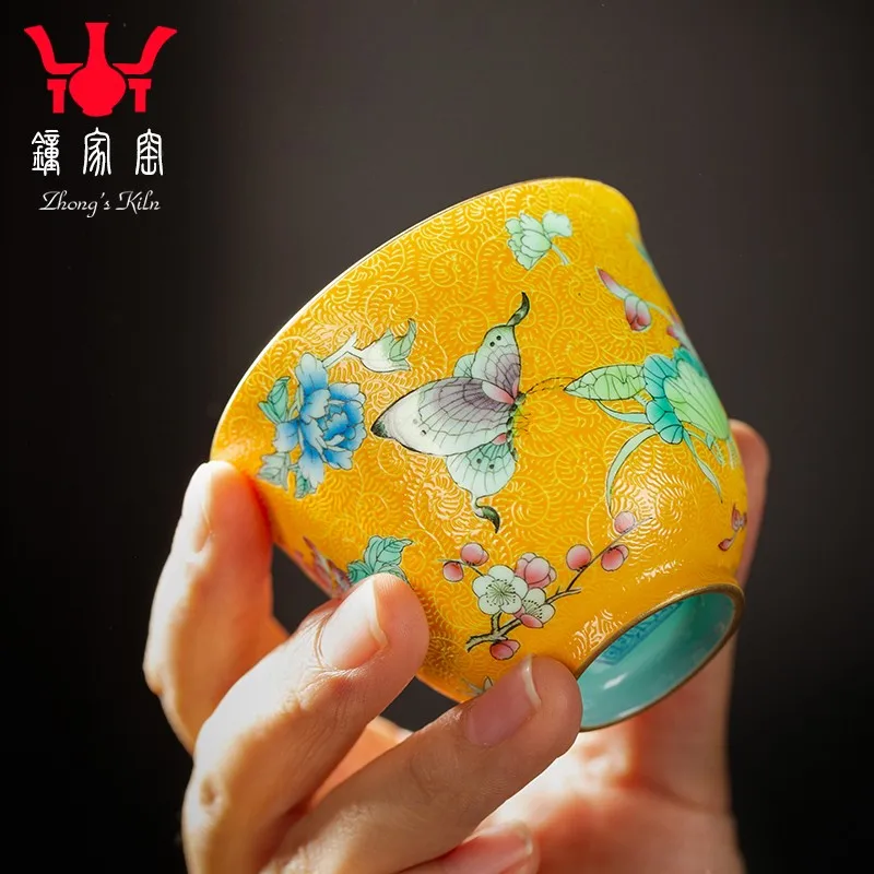 Zhongjia Kiln Ceramic Single Cup Jingdezhen High-End Pastel Pastel Rolling Porcelain Yellow Flower Butterfly Master Cup Tea Cup
Zhongjia Kiln Ceramic Single Cup Jingdezhen High-End Pastel Pastel Rolling Porcelain Yellow Flower Butterfly Master Cup Tea Cup