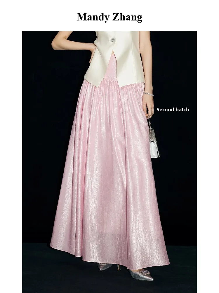MandyZhang Court Style Shiny Silk Satin Half Skirt Women's High Waist Elegant Long Skirt with Waist Seal Summer Fashion
MandyZhang Court Style Shiny Silk Satin Half Skirt Women's High Waist Elegant Long Skirt with Waist Seal Summer Fashion