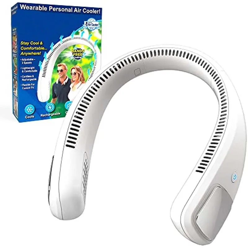 Wearable neck fan Wireless charging type Fully manual operation Dual air ducts during operation Fitness and exercise use
Wearable neck fan Wireless charging type Fully manual operation Dual air ducts during operation Fitness and exercise use
