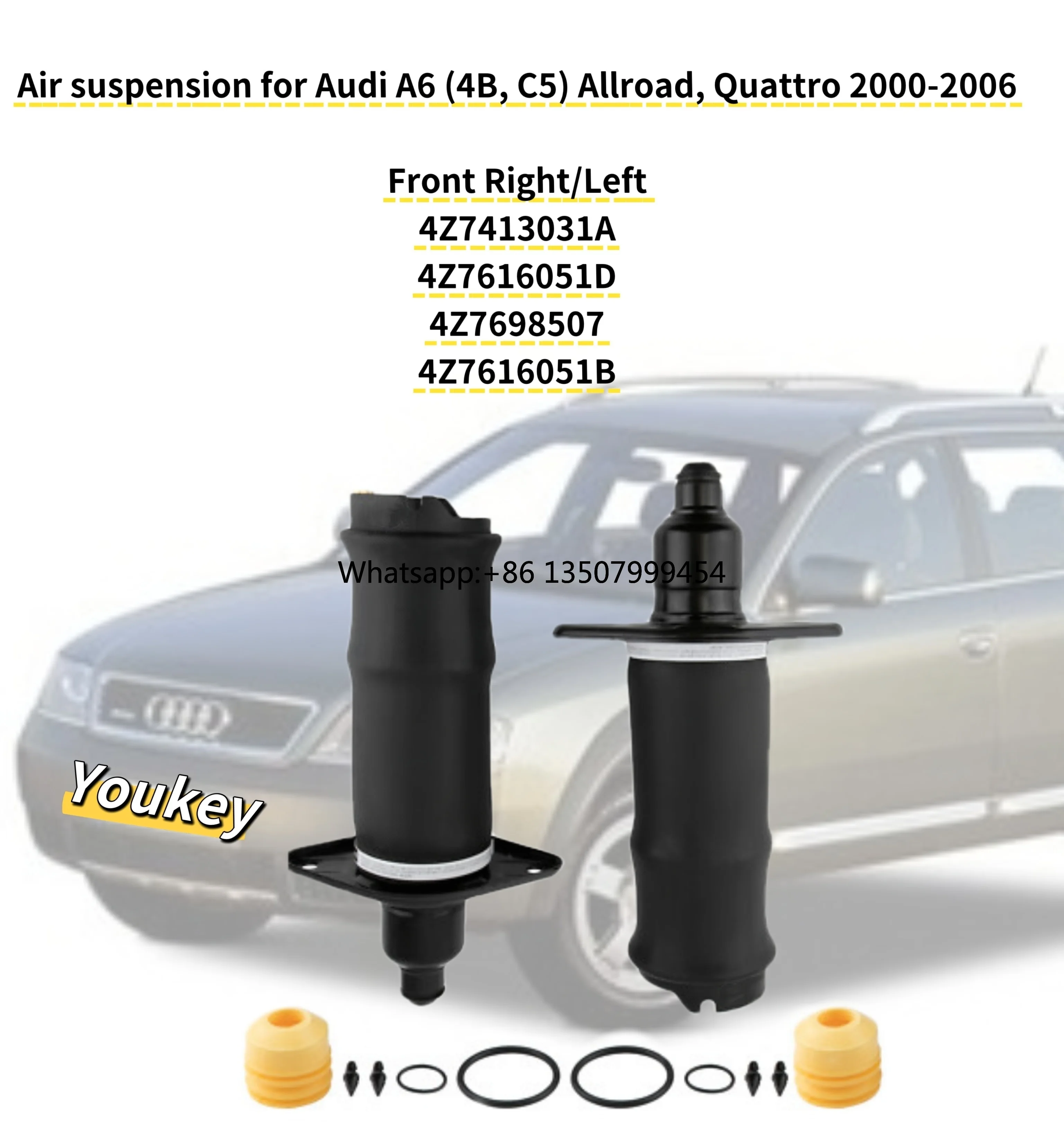 Air Suspension Air Spring Ballon for Audi A6 (4B, C5) Allroad Quattro 2000-2006 Front 4Z7413031A 4Z7616051D
Air Suspension Air Spring Ballon for Audi A6 (4B, C5) Allroad Quattro 2000-2006 Front 4Z7413031A 4Z7616051D