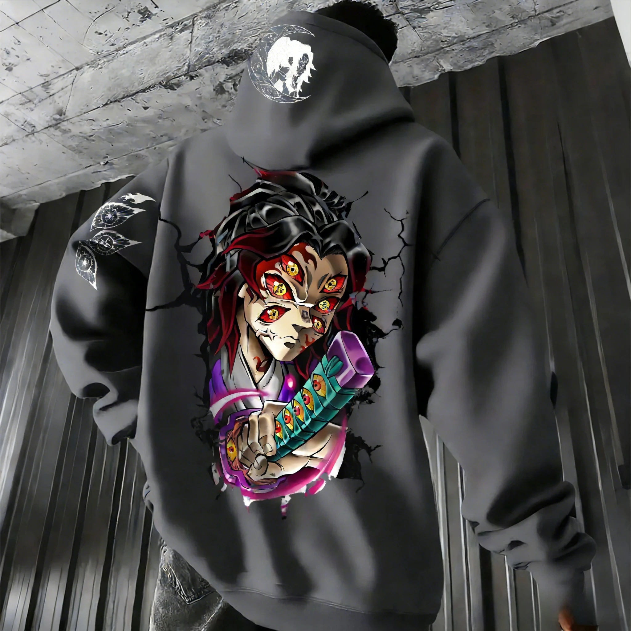 Demon Slayer Spring/Summer Men's Hoodie 2026 New Anime Kokushibo Printed Street Hip Hop Loose Casual Parent Child Sweater Top
Demon Slayer Spring/Summer Men's Hoodie 2026 New Anime Kokushibo Printed Street Hip Hop Loose Casual Parent Child Sweater Top