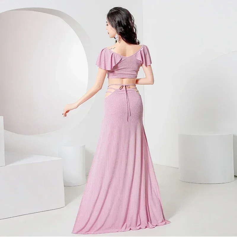 Girl's Belly Dance Practice Clothes Short Sleeves Top+split Long Skirt 2pcs Oriental Cotton Group Suit Belly Dancing Wear Outfit
Girl's Belly Dance Practice Clothes Short Sleeves Top+split Long Skirt 2pcs Oriental Cotton Group Suit Belly Dancing Wear Outfit