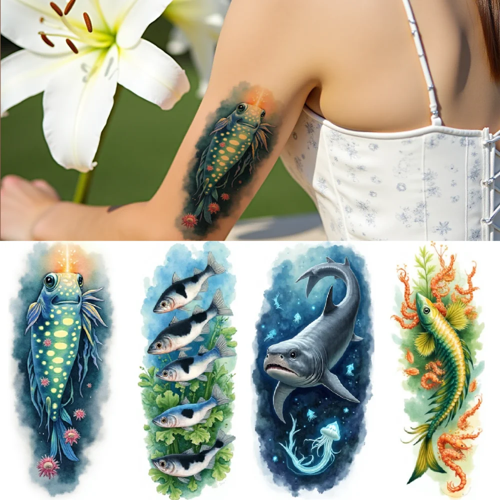 12pcs Temporary Tattoo Colorful Realism School Of Fish Sea Urchin Sea For Men Thighs Adults
12pcs Temporary Tattoo Colorful Realism School Of Fish Sea Urchin Sea For Men Thighs Adults