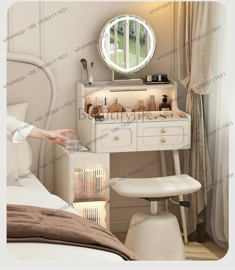 cream wind French makeup table dresser rock slab small apartment storage cabinet
cream wind French makeup table dresser rock slab small apartment storage cabinet