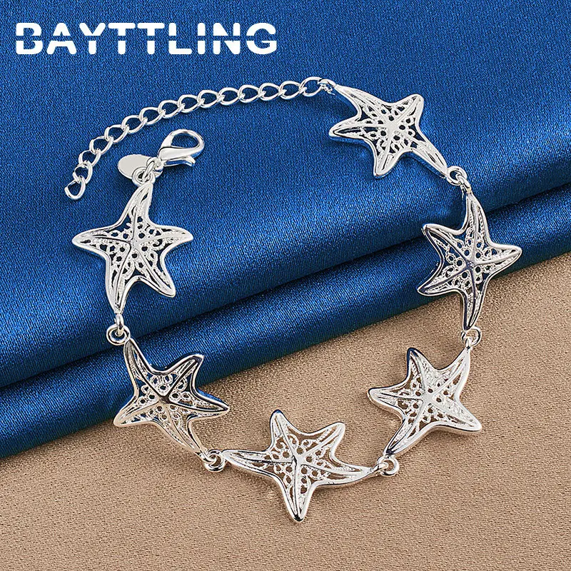 New 925 Sterling Silver 8 Inches Luxury Star Bracelet For Women Wedding Fashion Party Charm Jewelry Accessories
New 925 Sterling Silver 8 Inches Luxury Star Bracelet For Women Wedding Fashion Party Charm Jewelry Accessories
