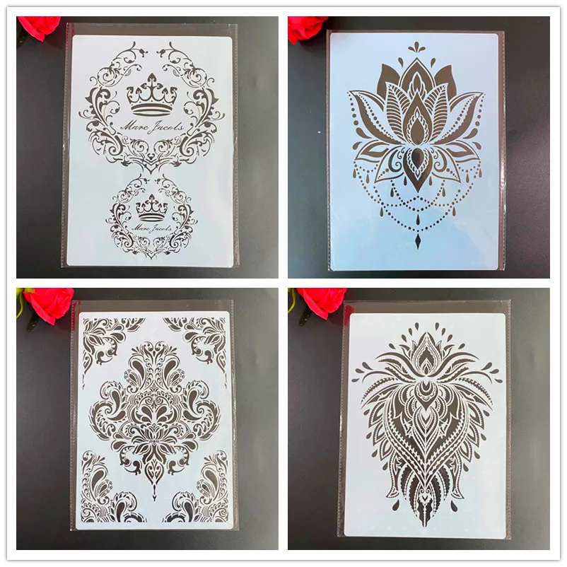 4pcs / set A4 Mandala lower Stencils Painting Coloring Embossing Scrapbook Album Decorative Template stencil paris
4pcs / set A4 Mandala lower Stencils Painting Coloring Embossing Scrapbook Album Decorative Template stencil paris