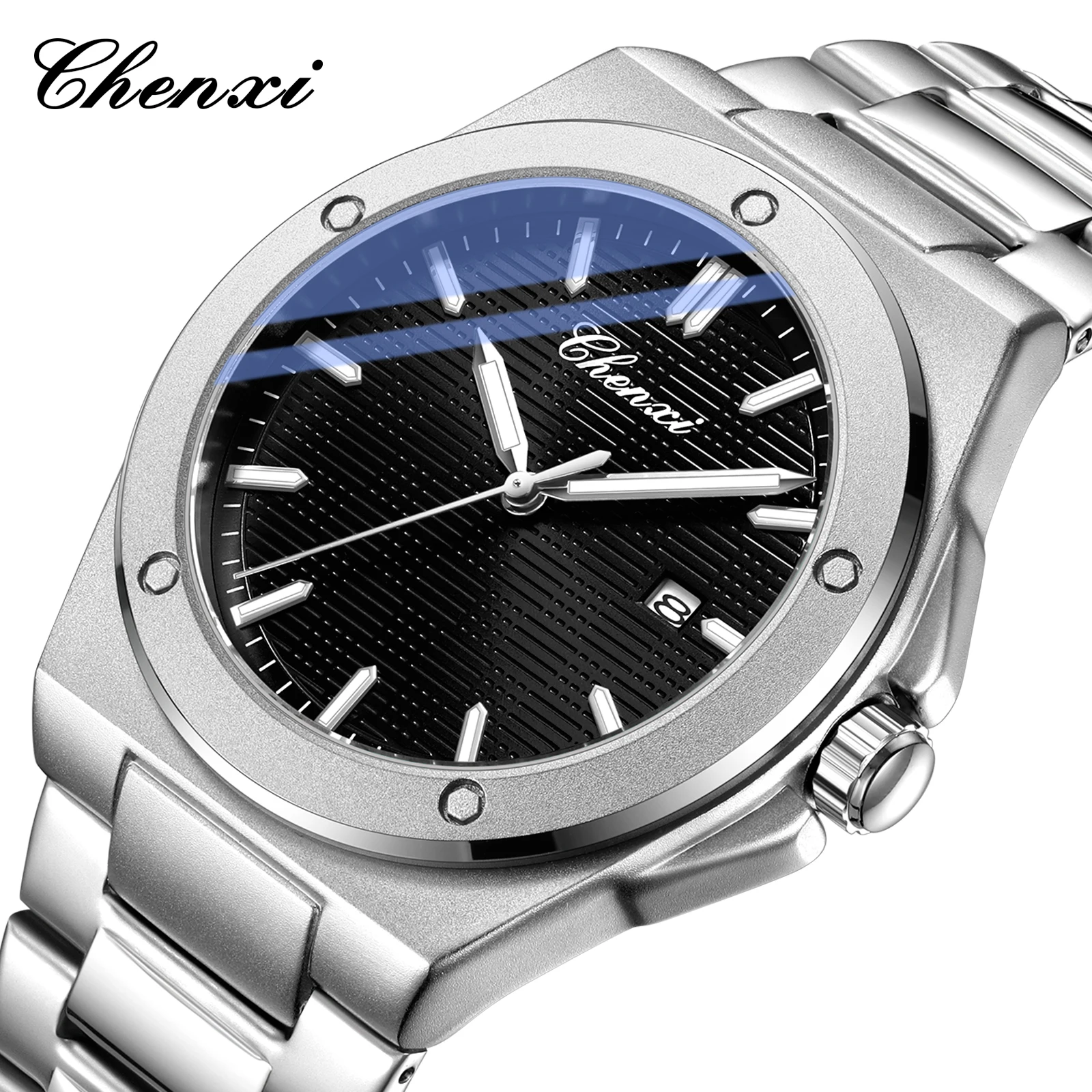 Новые роскошные повседневные мужские часы CHENXI с подсветкой, указателем даты, водонепроницаемые, из нержавеющей стали, кварцевые наручные часы, мужской подарок
Новые роскошные повседневные мужские часы CHENXI с подсветкой, указателем даты, водонепроницаемые, из нержавеющей стали, кварцевые наручные часы, мужской подарок