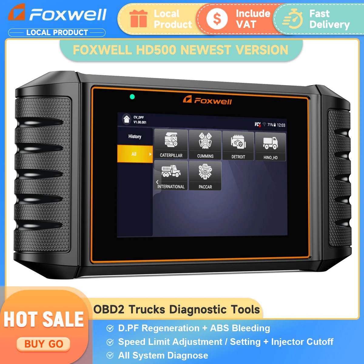 FOXWELL HD500 OBD2 Инструменты для диагностики грузовиков для тяжелых условий эксплуатации Инжектор регенів DPF Отключение ограничения скорости Настройка всех систем OBD Сканер грузовиков
FOXWELL HD500 OBD2 Инструменты для диагностики грузовиков для тяжелых условий эксплуатации Инжектор регенів DPF Отключение ограничения скорости Настройка всех систем OBD Сканер грузовиков