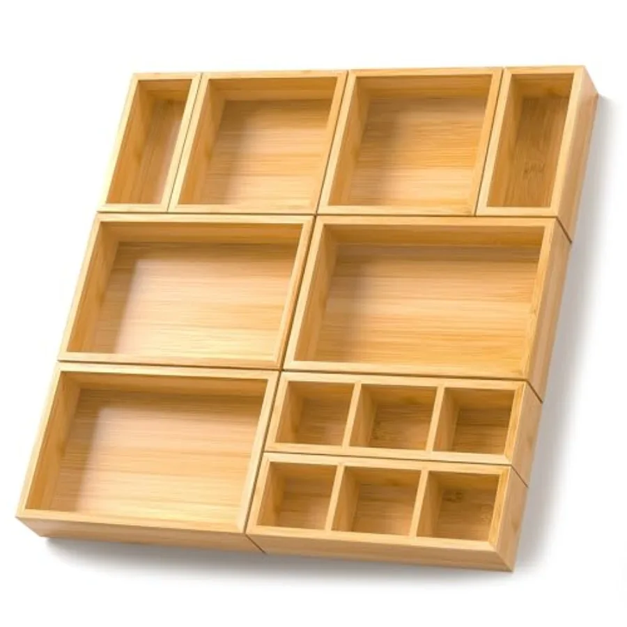 Bamboo Drawer Organizer Set of 9 Wood Kitchen Junk Tea Desk Office Tray Wooden Storage Boxes Organizers for Bathroom Office 2"
Bamboo Drawer Organizer Set of 9 Wood Kitchen Junk Tea Desk Office Tray Wooden Storage Boxes Organizers for Bathroom Office 2"