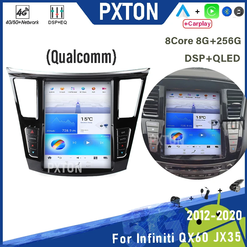 Автомобильный мультимедийный плеер на Android, для Infiniti QX60 JX35 2013-2020, радио, стерео, Тесла экран, Carplay Auto 8G + 256G 4G WIFI GPS
Автомобильный мультимедийный плеер на Android, для Infiniti QX60 JX35 2013-2020, радио, стерео, Тесла экран, Carplay Auto 8G + 256G 4G WIFI GPS