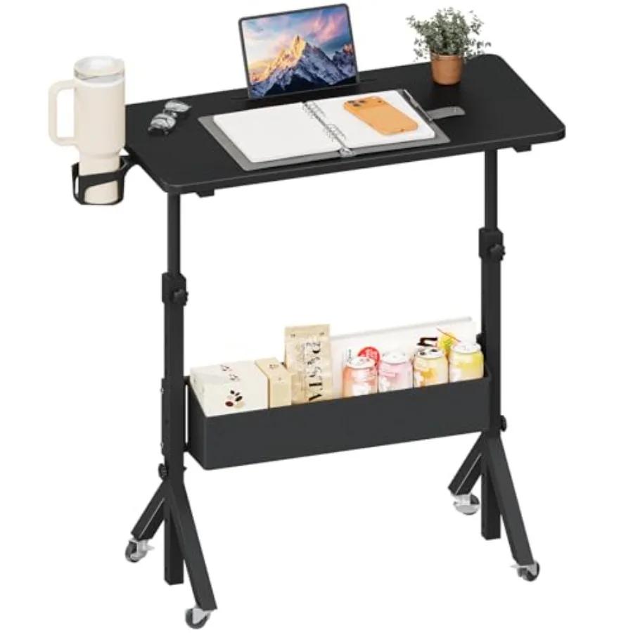 Mobile Standing Desk with Wheels for Home Office, Black Steel, Adjustable Height 28.346.1, Rolling Laptop Cart with Cup Holder,
Mobile Standing Desk with Wheels for Home Office, Black Steel, Adjustable Height 28.346.1, Rolling Laptop Cart with Cup Holder,