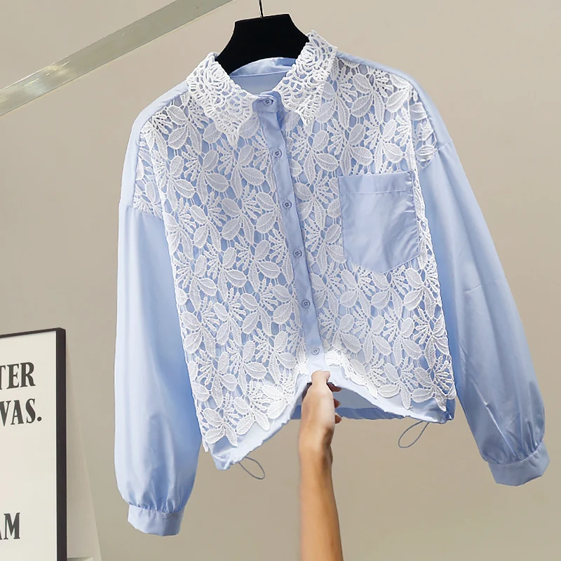 Korean Sle Heavyweight Lace Patchwork Dstring irt Loose Long Sve Breathable Comfortable Faionable Women's Top
Korean Sle Heavyweight Lace Patchwork Dstring irt Loose Long Sve Breathable Comfortable Faionable Women's Top