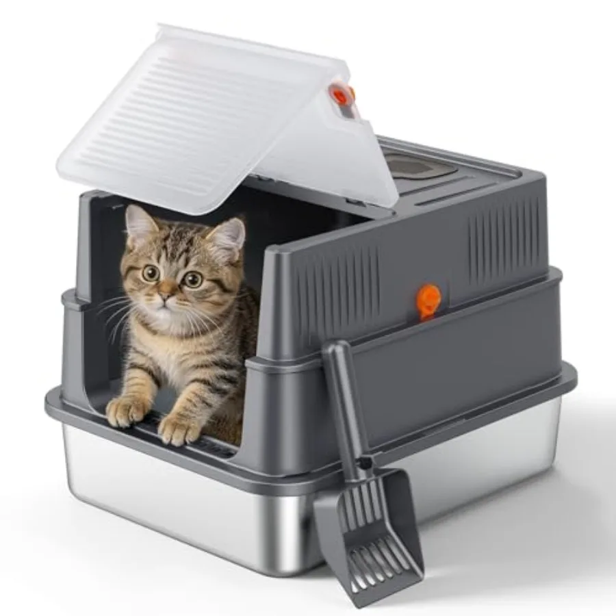 Small Stainless Steel Litter Box with Lid for Kitty, Metal Enclosed Cat Litter Box for Small Cats, Kitten Cat Box with High Sid
Small Stainless Steel Litter Box with Lid for Kitty, Metal Enclosed Cat Litter Box for Small Cats, Kitten Cat Box with High Sid