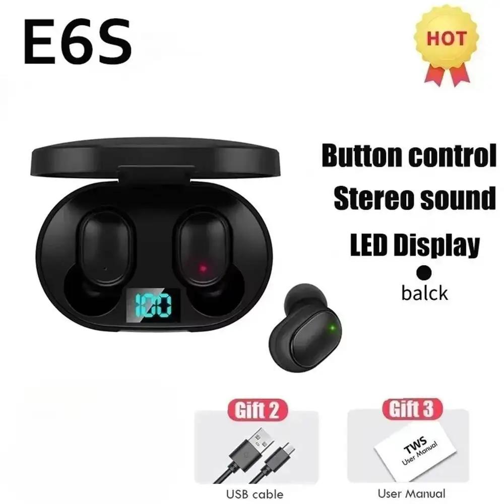 E6S Wireless Sports Mini Bluetooth Earphones HIFI Sound Quality Noise Reduction LED Digital Display With Microphone Earphones
E6S Wireless Sports Mini Bluetooth Earphones HIFI Sound Quality Noise Reduction LED Digital Display With Microphone Earphones