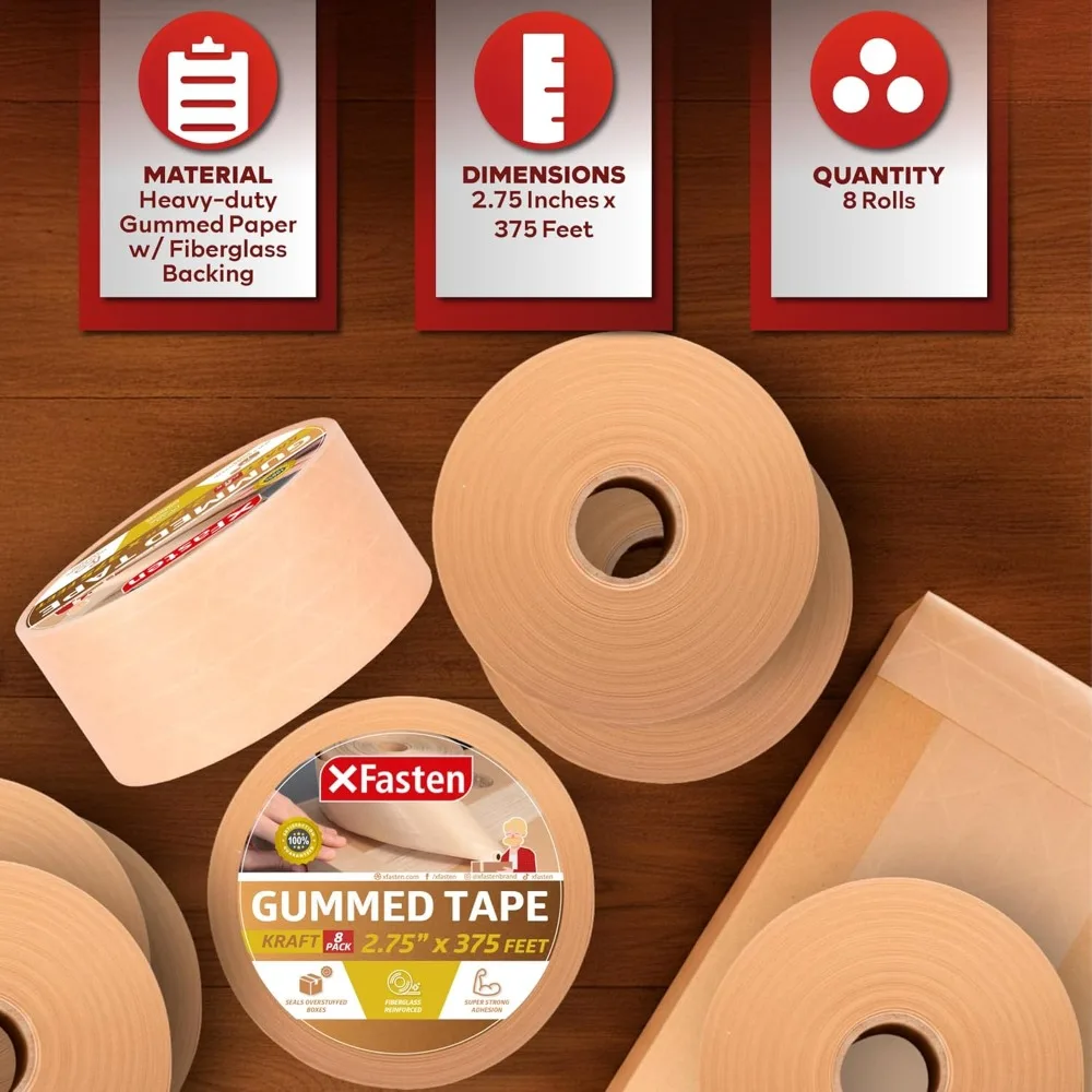 Water Activated Packing Tape Brown Reinforced Fiberglass 2.75 Inch x 375 Feet Kraft Paper Moving Box Packaging Roll
Water Activated Packing Tape Brown Reinforced Fiberglass 2.75 Inch x 375 Feet Kraft Paper Moving Box Packaging Roll
