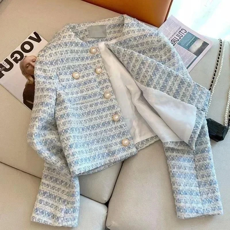 Fall Winter Tweed Cardigan Coat With Pockets Single-breasted Stripes Jacket Elegant Outerwear For Women Loose Outwear 2024
Fall Winter Tweed Cardigan Coat With Pockets Single-breasted Stripes Jacket Elegant Outerwear For Women Loose Outwear 2024