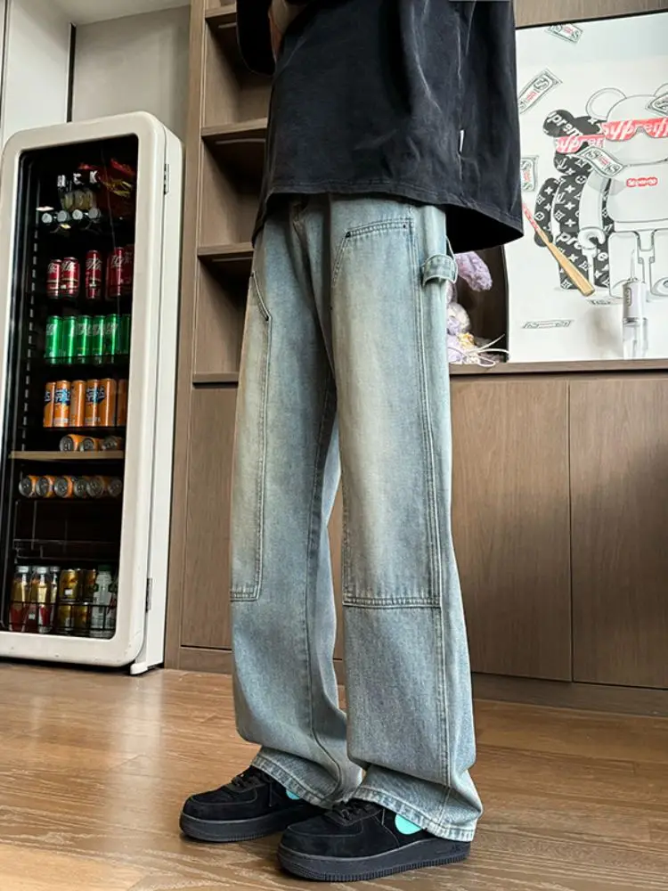 Washed Vintage Men's Jeans Straight Leg Floor-Length Trousers American High Street Style Spring Autumn Wear Resistant
Washed Vintage Men's Jeans Straight Leg Floor-Length Trousers American High Street Style Spring Autumn Wear Resistant
