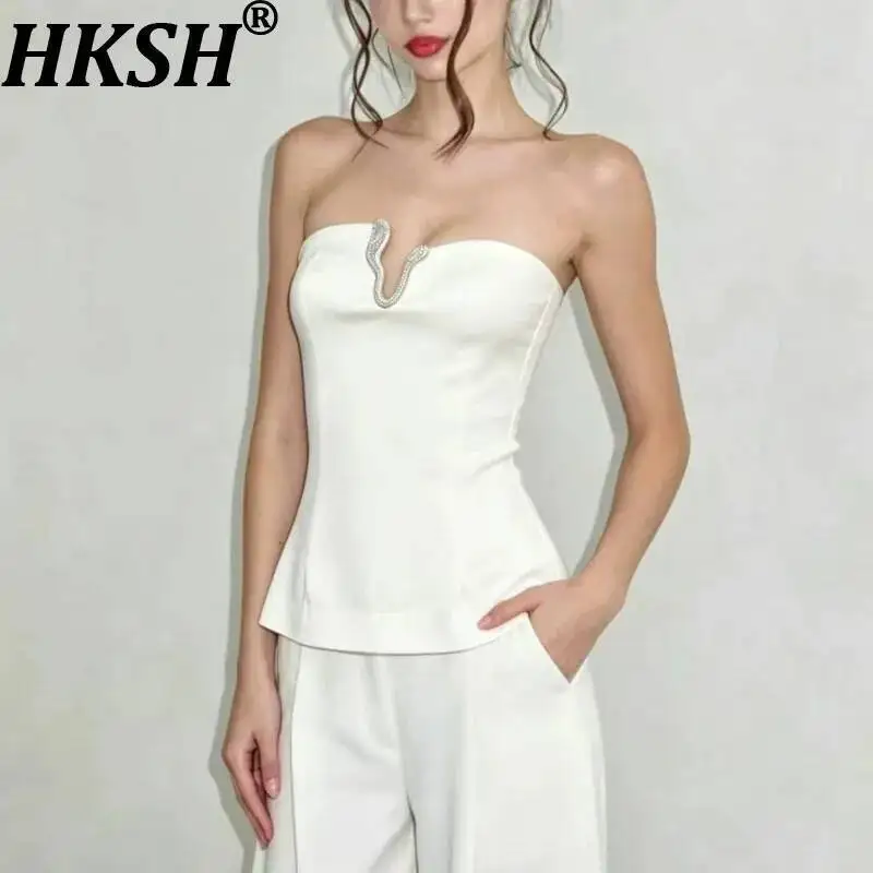 HKSH Women Strapless Vest Luxury Satin Studded Diamonds Waist Cinching Slim Fit Chic High-end Trend Sexy Tank Top Summer HK23254
HKSH Women Strapless Vest Luxury Satin Studded Diamonds Waist Cinching Slim Fit Chic High-end Trend Sexy Tank Top Summer HK23254