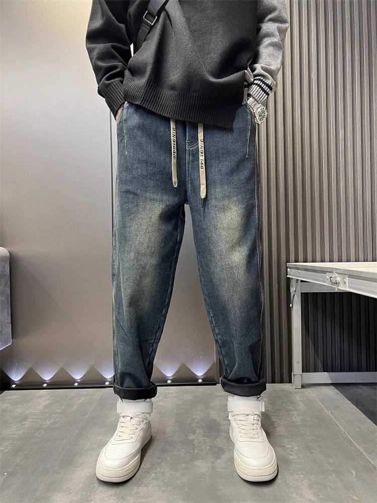 Retro Waed Blue Jeans Men's Loose Harlan Nine Points Trendy American Casual Long Pants Autumn Winter Straight Leg Jeans
Retro Waed Blue Jeans Men's Loose Harlan Nine Points Trendy American Casual Long Pants Autumn Winter Straight Leg Jeans