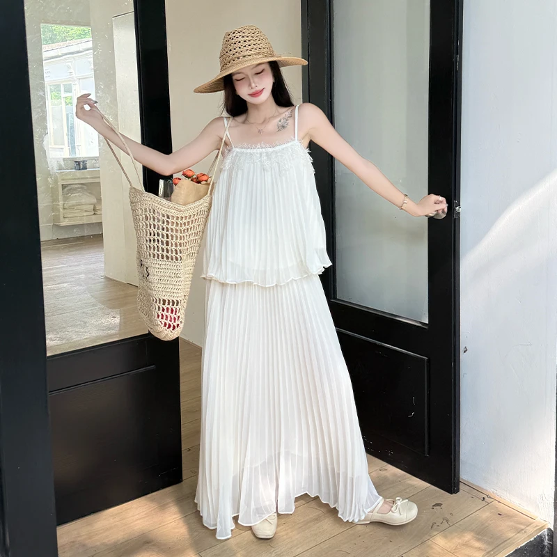 Romantic Style Lace Trim Halter Top Skirt Set Summer Fashion Two-Piece Women's Suit Office Wear Pure Color Gradient Design
Romantic Style Lace Trim Halter Top Skirt Set Summer Fashion Two-Piece Women's Suit Office Wear Pure Color Gradient Design