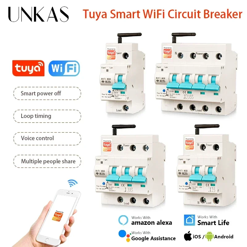 1P 2P 3P 4P Wireless Smart WIFI Circuit Breaker Timer Tuya APP Voice Remote Control Switch Alexa Google Home
1P 2P 3P 4P Wireless Smart WIFI Circuit Breaker Timer Tuya APP Voice Remote Control Switch Alexa Google Home