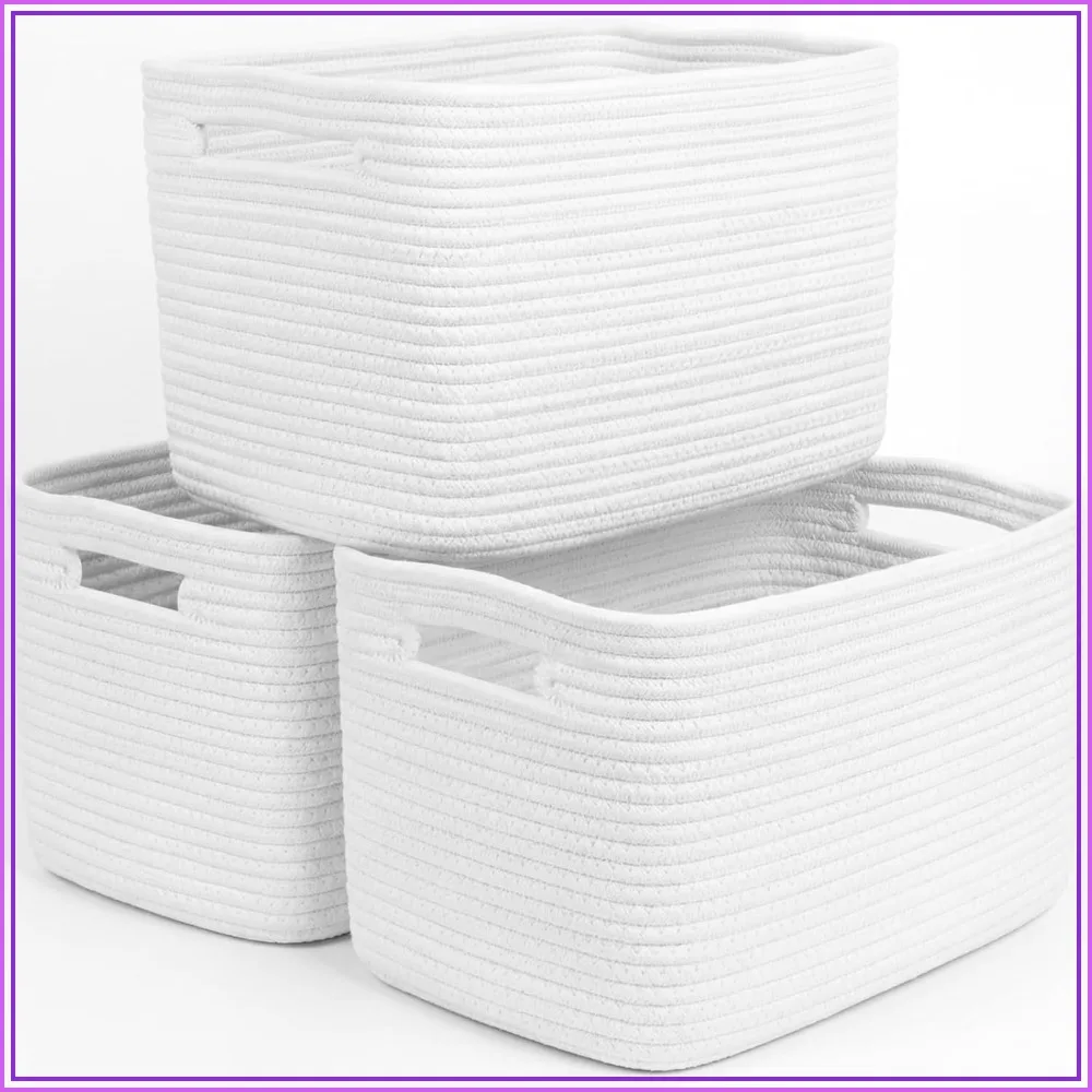 Storage Baskets for Organizing, 14x10x9" Closet Shelf Woven Baskets, Square Bins with Handles, Cotton Rope Basket for Clothes, Office, Room, 3 Pack
Storage Baskets for Organizing, 14x10x9" Closet Shelf Woven Baskets, Square Bins with Handles, Cotton Rope Basket for Clothes, Office, Room, 3 Pack