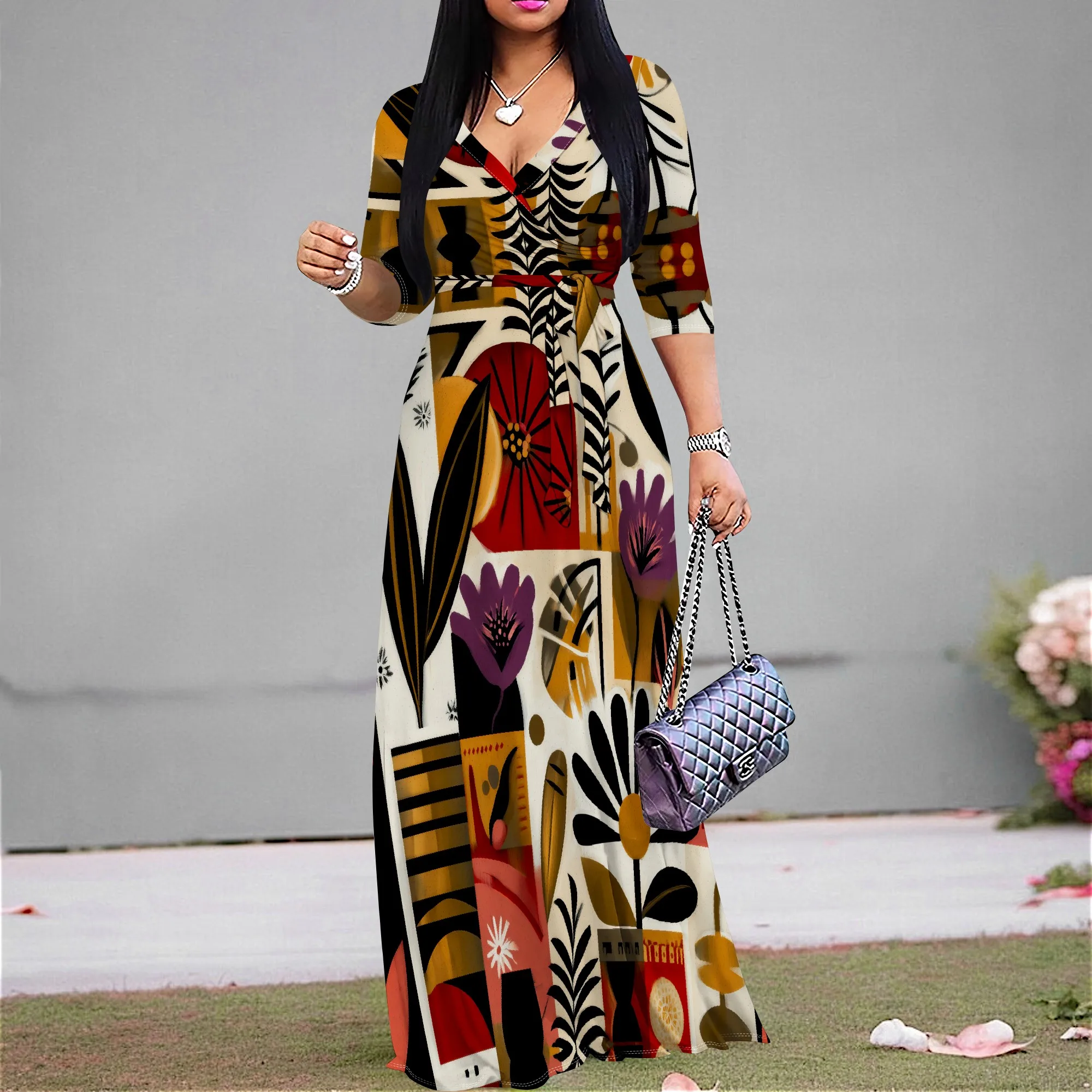 Women's Vintage Boho Maxi Dress Abstract Floral Print V-Neck Half Sleeve A-line Dress with Belt for Holiday Vacation Wear XS-3XL
Women's Vintage Boho Maxi Dress Abstract Floral Print V-Neck Half Sleeve A-line Dress with Belt for Holiday Vacation Wear XS-3XL