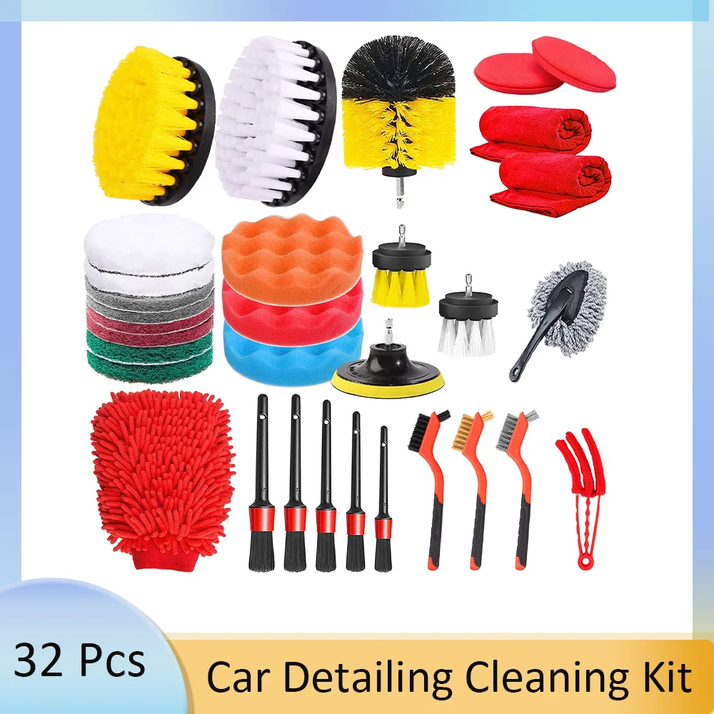 32Pcs Car Detailing Cleaning Brush Kit with Brushes and Buffing Pad Car Accessories for Interior Exterior Wheels
32Pcs Car Detailing Cleaning Brush Kit with Brushes and Buffing Pad Car Accessories for Interior Exterior Wheels