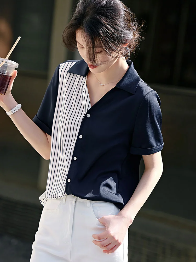 Женская блузка Ele ort Sve с одной пуговицей, вертикальными полосками, модный топ в корейском стиле, для повседневной носки, из смесового шелка
Женская блузка Ele ort Sve с одной пуговицей, вертикальными полосками, модный топ в корейском стиле, для повседневной носки, из смесового шелка