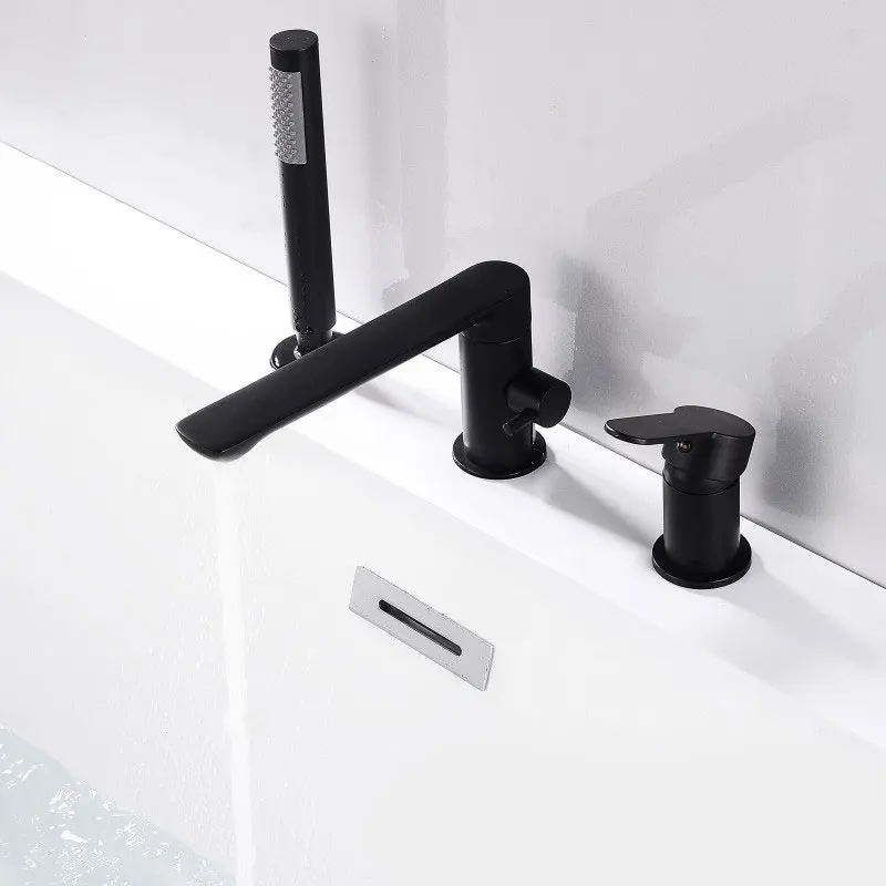3PCS Set Black Bathroom Bathtub Faucet Deck Mount 3 Holes Bath Mixer Taps with Handheld Shower Waterfall Spout
3PCS Set Black Bathroom Bathtub Faucet Deck Mount 3 Holes Bath Mixer Taps with Handheld Shower Waterfall Spout