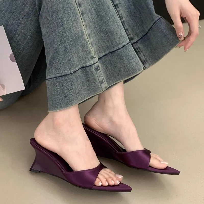 Wedge Slippers Women's Fashion Pointed Toe Open Toe Soft Sole Anti-slip Wear-resistant Kitten Heel Shoes
Wedge Slippers Women's Fashion Pointed Toe Open Toe Soft Sole Anti-slip Wear-resistant Kitten Heel Shoes