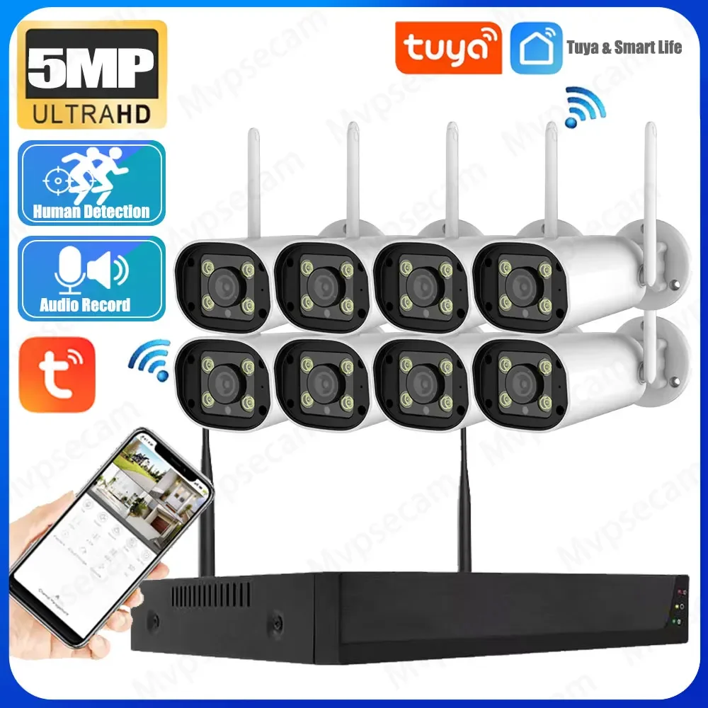 Tuya Smart 8CH 5MP Wireless CCTV Security System WiFi NVR Kit With Night Vision HD Cameras Surveillance Set For Home/Outdoor
Tuya Smart 8CH 5MP Wireless CCTV Security System WiFi NVR Kit With Night Vision HD Cameras Surveillance Set For Home/Outdoor