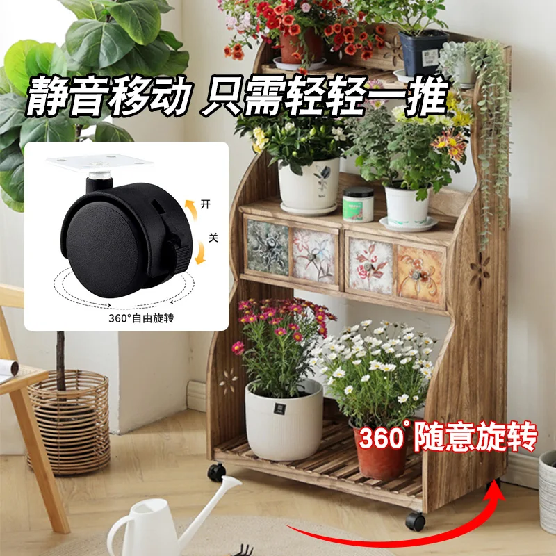 Balcony flower stand Shelf Living room floor-to-ceiling succulent stand with wheels movable solid wood flower pot
Balcony flower stand Shelf Living room floor-to-ceiling succulent stand with wheels movable solid wood flower pot
