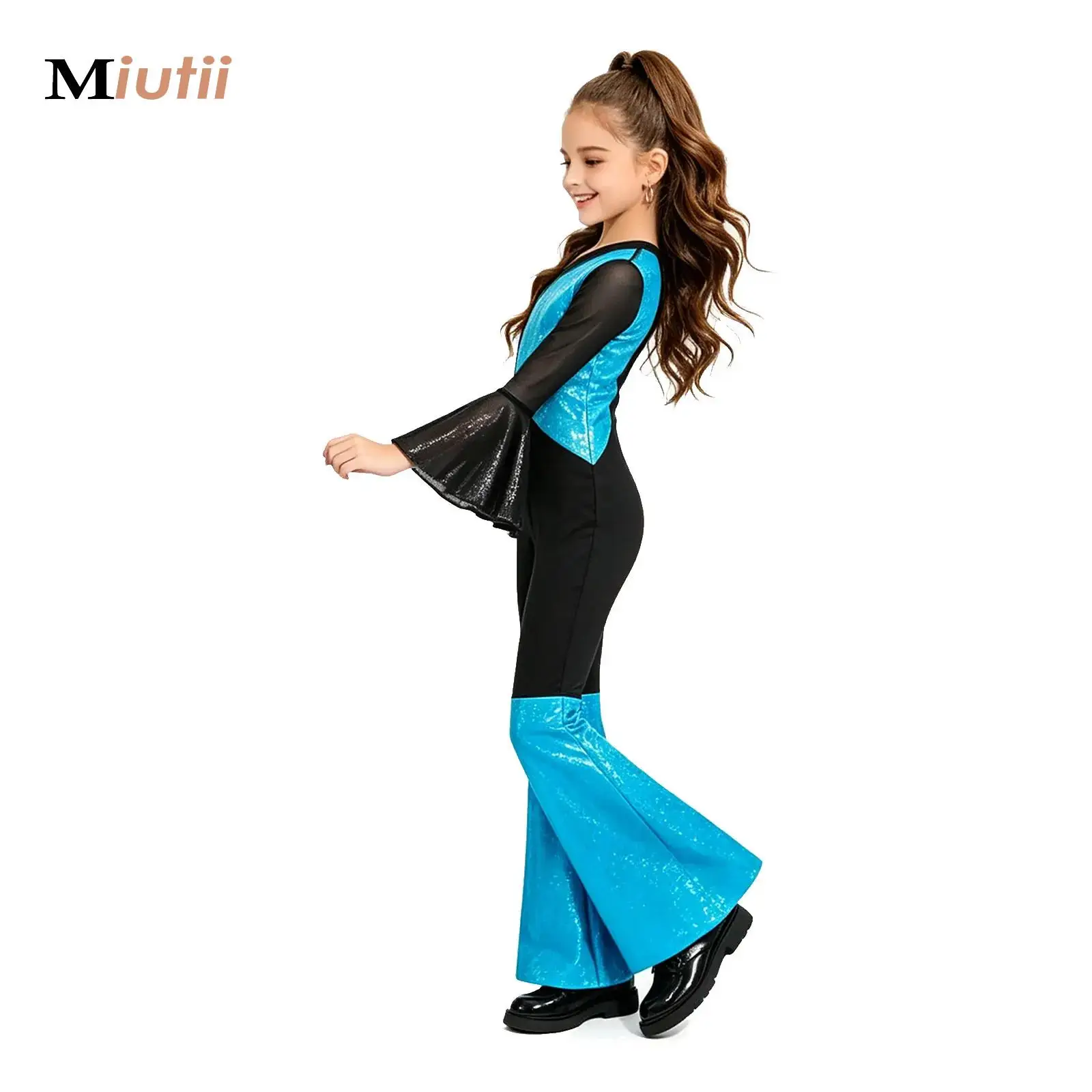 Kids Girls Jazz Disco Dancewear Metallic Rompers Single Long Sleeve Sequin Bell Bottom Legs Jumpsuit for Competition Performance
Kids Girls Jazz Disco Dancewear Metallic Rompers Single Long Sleeve Sequin Bell Bottom Legs Jumpsuit for Competition Performance