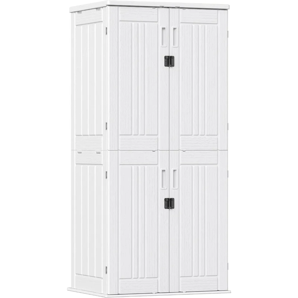 Outdoor Storage Locker with 4 Shelves, Waterproof Resin Upright Tool Shed, Lockable, 30 Cubic Feet Storage Shed
Outdoor Storage Locker with 4 Shelves, Waterproof Resin Upright Tool Shed, Lockable, 30 Cubic Feet Storage Shed