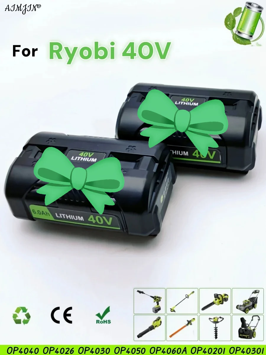 For Ryobi RY40502 RY40200 40V Cordless Power Tools Battery OP4050 OP4026 OP40401 Ryobi 6.0Ah 40V Li-Ion Rechargeable Battery
For Ryobi RY40502 RY40200 40V Cordless Power Tools Battery OP4050 OP4026 OP40401 Ryobi 6.0Ah 40V Li-Ion Rechargeable Battery