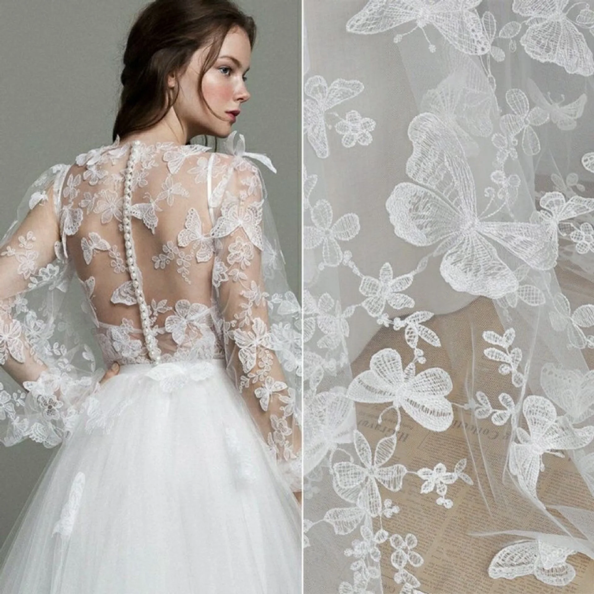 3D Butterfly Embroidery Tulle Lace Fabric Floral Embroidered Cloth for Wedding Dress Veil Curtain Garment Sewing Material
3D Butterfly Embroidery Tulle Lace Fabric Floral Embroidered Cloth for Wedding Dress Veil Curtain Garment Sewing Material