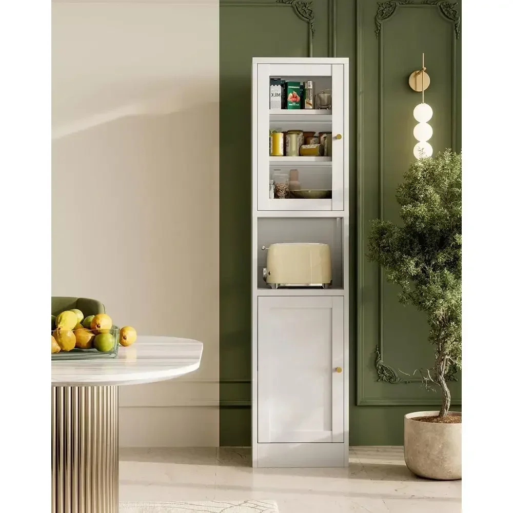67" Slim Narrow Kitchen Pantry Cabinet with Glass Door,6 Tier Tall Storage Cupboard or Small Space, Adjustable Shelves, Reversib
67" Slim Narrow Kitchen Pantry Cabinet with Glass Door,6 Tier Tall Storage Cupboard or Small Space, Adjustable Shelves, Reversib