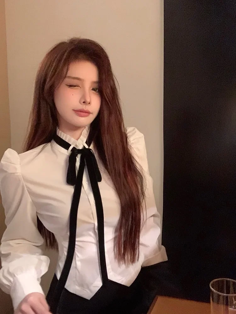 Модные рубашки с оборками и бантом на шнуровке, женские милые рубашки с пышными рукавами, белые Blusas De Mujer, 2022, ранняя весна, новые облегающие блузки
Модные рубашки с оборками и бантом на шнуровке, женские милые рубашки с пышными рукавами, белые Blusas De Mujer, 2022, ранняя весна, новые облегающие блузки