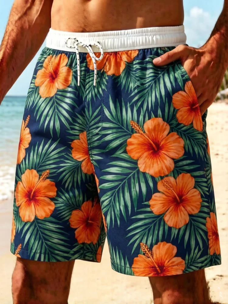 Plus Size Mens Orange Hibiscus Flower Palm Leaf Print Drawstring Beach Shorts Elastic Waist Pockets Swim Trunks
Plus Size Mens Orange Hibiscus Flower Palm Leaf Print Drawstring Beach Shorts Elastic Waist Pockets Swim Trunks