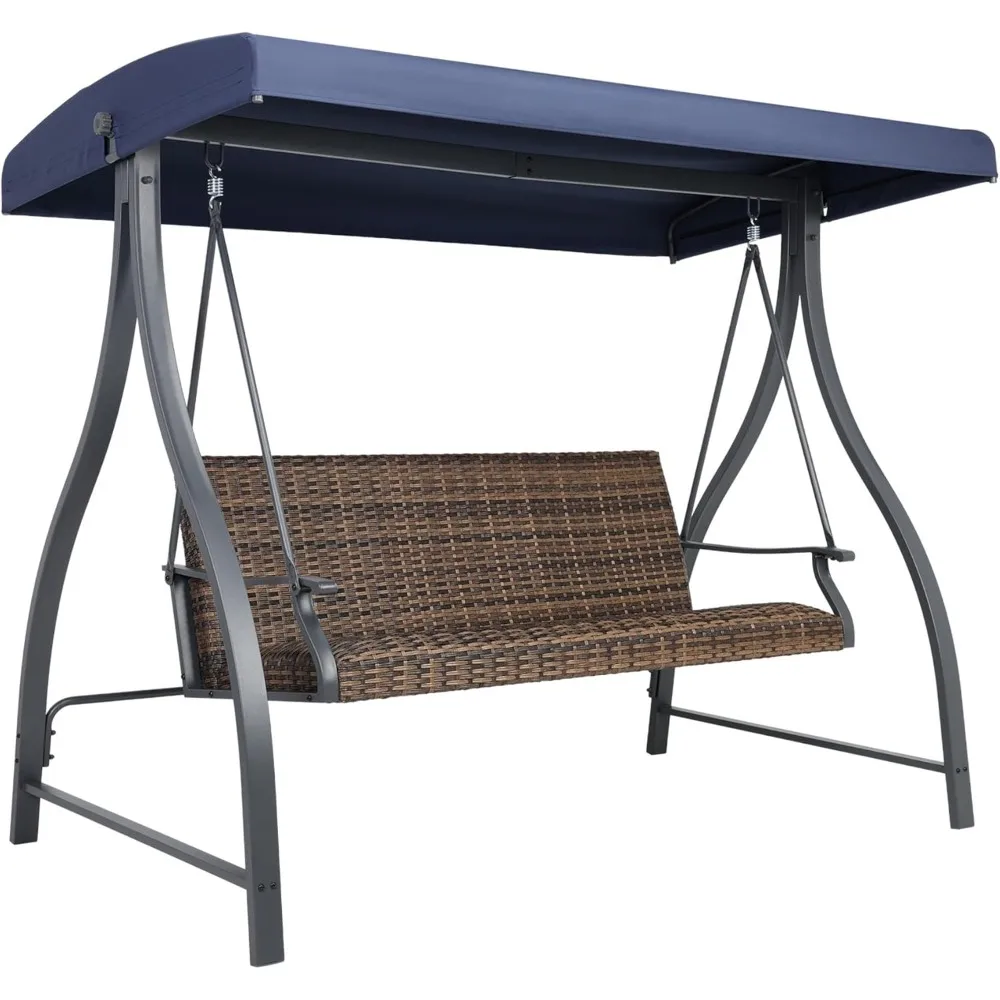 3 Seat Outdoor Porch Swing with Adjustable Canopy, PE Wicker Patio Swing Chair with Quick-Drying Foam Seat
3 Seat Outdoor Porch Swing with Adjustable Canopy, PE Wicker Patio Swing Chair with Quick-Drying Foam Seat